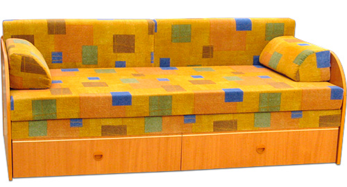 Диван-кровать Тёща-3,  на фото  цвет корпуса №2 - Ольха, ткань выведена, воспользуйтесь каталогом
