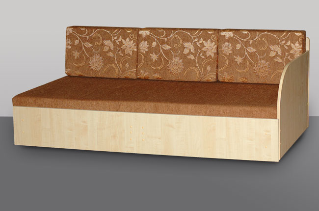 Диван кровать Тёща-1М драпирован тканями коллекции Весна, цвет ламината - Бук. Габариты 85х198 см.